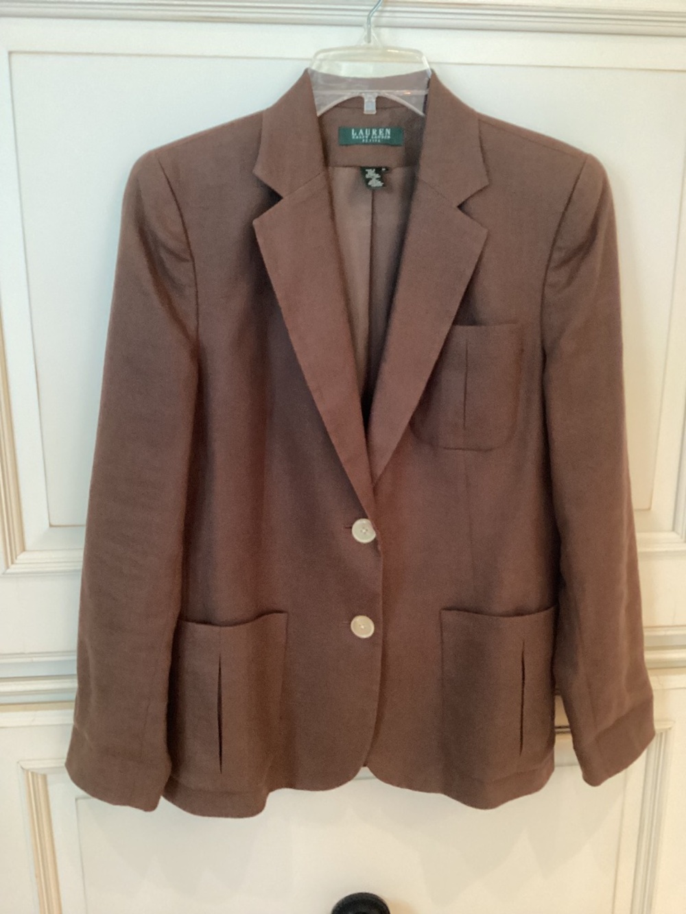RALPH LAUREN PETIT LINEN JACKET - BROWN - SIZE 6P